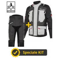 Kit completo Victory CE 3 strati Grigio - Giacca moto certificata Befast + Pantaloni moto certificati Befast