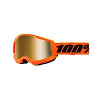 Occhiali Cross 100% Strata 2 Neon Arancio Lente Specchiata Oro