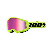 Occhiali Cross 100% Strata 2 Neon Giallo Lente Specchiata Rosa