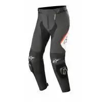 Pantaloni moto pelle Alpinestars MISSILE v2 Nero Bianco Rosso Fluo