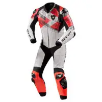 Tuta moto pelle intera Rev'it Apex Bianco Nero Rosso