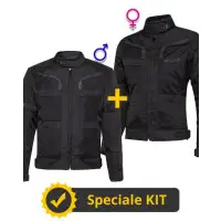Kit coppia Stein CE 3 strati Nero - Giacca moto certificata Befast Uomo + Donna