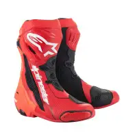 Stivali moto Alpinestars SUPERTECH R Rosso brillante Rosso fluo