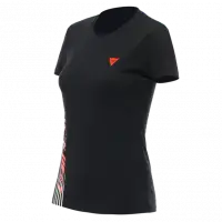 T-Shirt donna Dainese Logo Nero Rosso Fluo