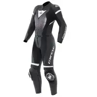 Tuta Moto Pelle Divisibile Donna Dainese Fulminea Nero Bianco