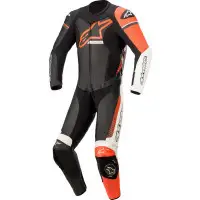 Tuta moto pelle intera Alpinestars GP FORCE PHANTOM Nero Bianco Rosso Fluo