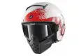 Casco jet Shark Raw Ducast bianco rosso argento