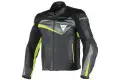 Giacca moto pelle Dainese Veloster nero antracite giallo fluo