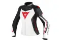 Dainese Assen Lady leatehr jacket white black lava red