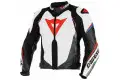 Giacca moto pelle traforata Dainese Super Speed D1 bianco nero rosso fluo