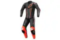 Alpinestars FUSION full leather motorcycle suit Black Red Fluo