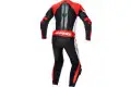 Spyke ESTORIL RACE 1pc summer leather racing suit Black White Fluo Red