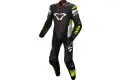 Macna Tracktix full leather suit Black White Neon yellow