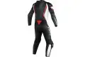 Dainese Assen 1 piece perforated leather suit black white red fluo