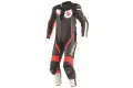 Tuta pelle intera estiva Dainese Veloster nero bianco rosso fluo