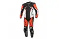 Full racing leather suit Berik LS1-191314 CE Certified Black White Red Fluo