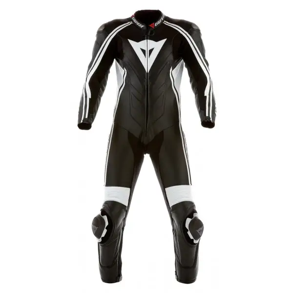Dainese Stripes Prof summer leather suit black-white