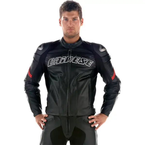 Dainese Racing Leather jacket motorcycle jacket black-black-red