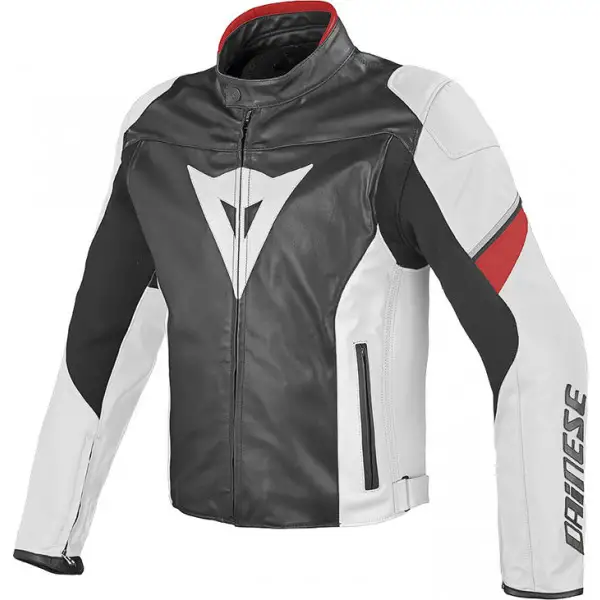 Dainese leather motorcycle jacket Airfast Black White Red