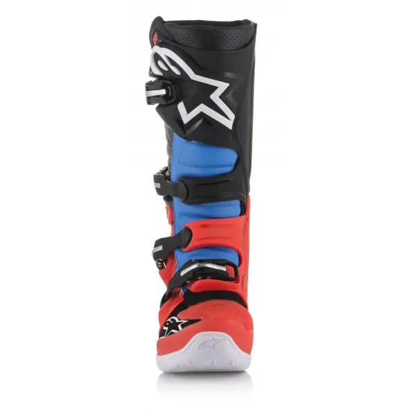 Stivali cross Alpinestars Tech 7 rosso fluo ciano grigio nero