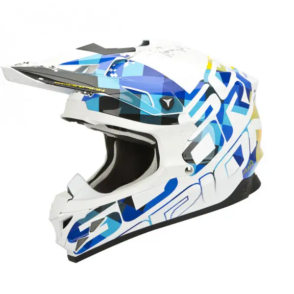 Scorpion VX 15 Evo Air Grid cross helmet white blue