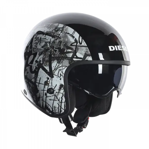 Diesel Hi-Jack Multi Graffiti jet helmet Black