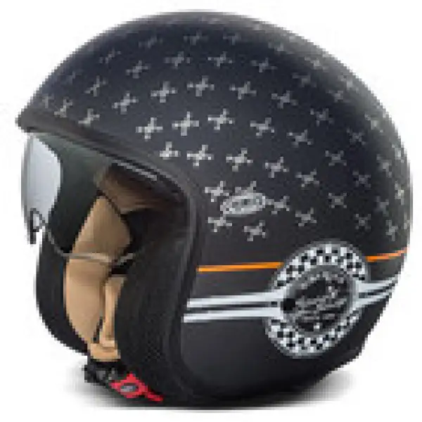 Premier Vintage motorcycle helmet jet fiber with integrated viso