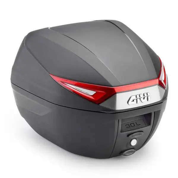 Givi C30N Black top case with 30lt red reflectors