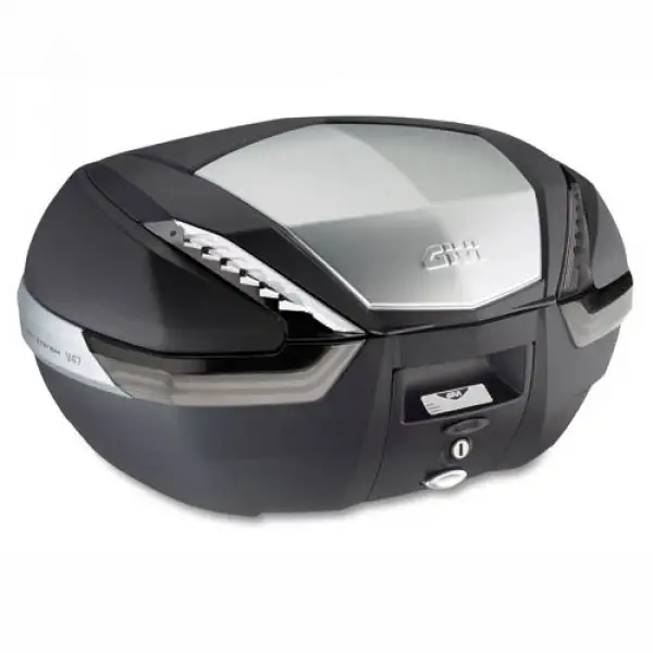 Givi V47 Tech Monokey top case and finishing in anodized aluminum and tinted reflectors