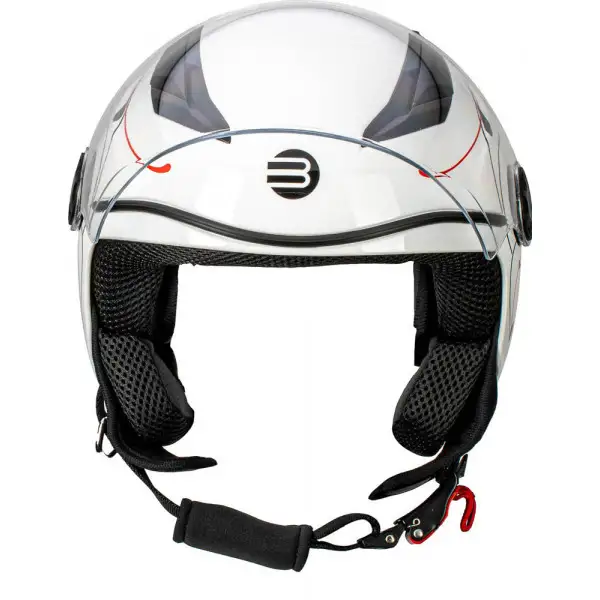 Casco jet bambino Befast Flipper Linear Bianco Rosso Nero