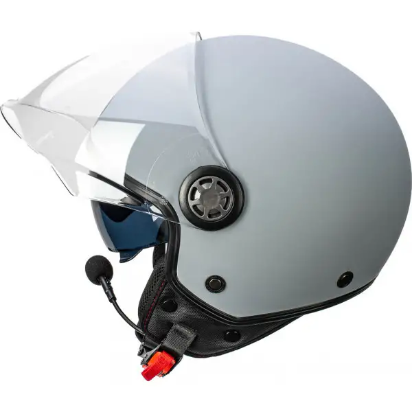 Casco jet Befast Rapid Connect Grigio Opaco con interfono integrato