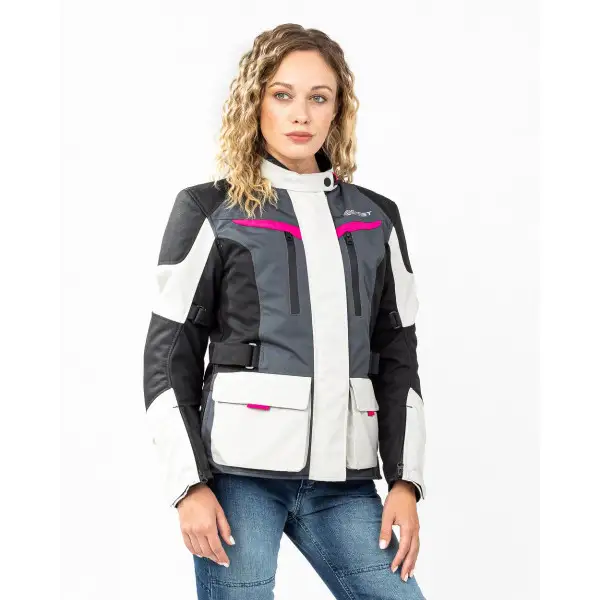 Giacca moto donna Befast BABYLON Lady CE certificata Nero Grigio chiaro