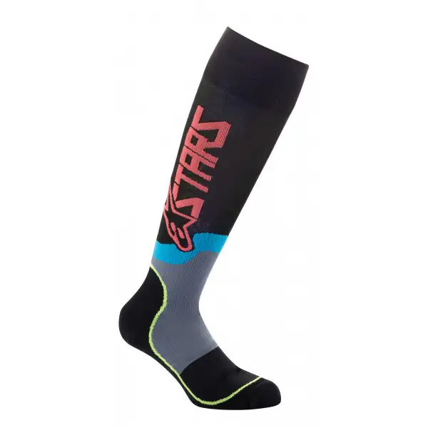 Alpinestars YOUTH MX PLUS-2 SOCKS Technical socks Black Yellow Fluo Coral