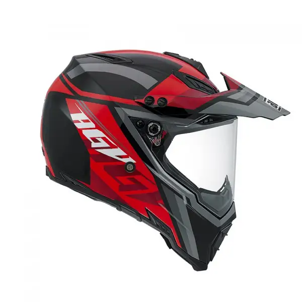 Casco cross Agv AX-8 Dual Evo Multi Karakum nero gunmetal rosso