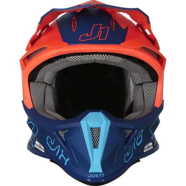Just1 J18 Mips Vertigo cross helmet in fiber Blue White Orange fluo