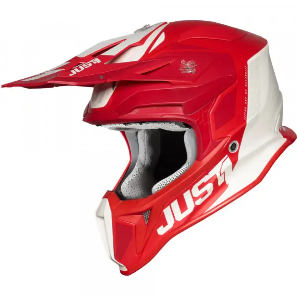 Just1 J18 Pulsar cross helmet in fiber Matt White Red