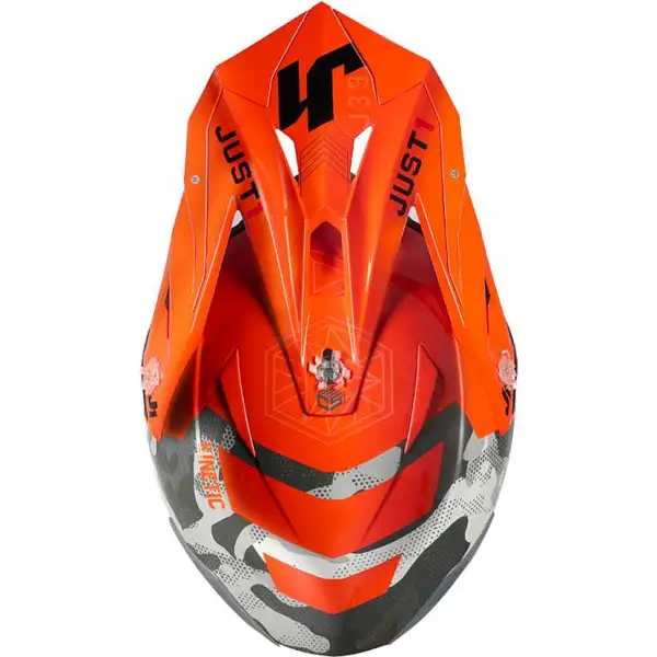 Just1 J39 KINETIC cross helmet Camo Grey Red Fluo Orange