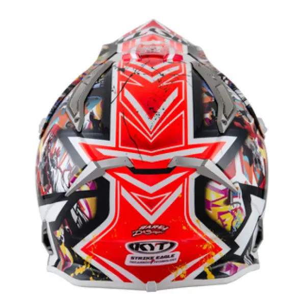 KYT cross helmet Strike Eagle New York fiber red fluo