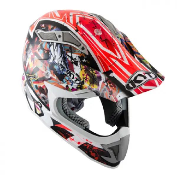 KYT cross helmet Strike Eagle New York fiber red fluo