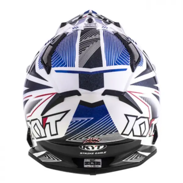 KYT cross helmet Strike Eagle Stripe fiber white blue