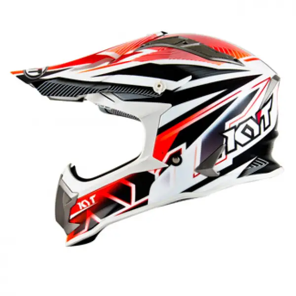 KYT cross helmet Strike Eagle Stripe fiber white red fluo