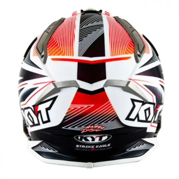 KYT cross helmet Strike Eagle Stripe fiber white red fluo