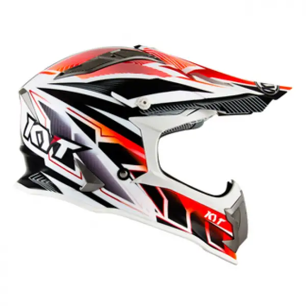 KYT cross helmet Strike Eagle Stripe fiber white red fluo