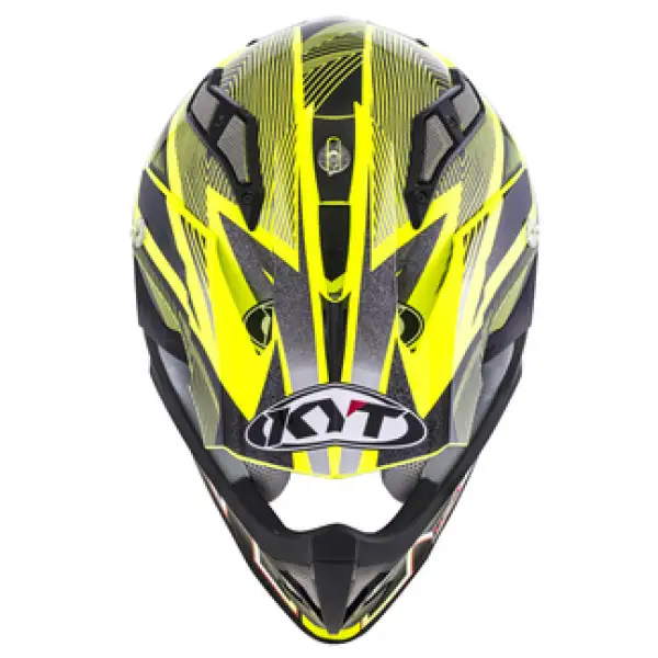 KYT cross helmet Strike Eagle Stripe fiber fluo yellow