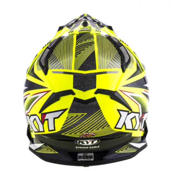 KYT cross helmet Strike Eagle Stripe fiber fluo yellow