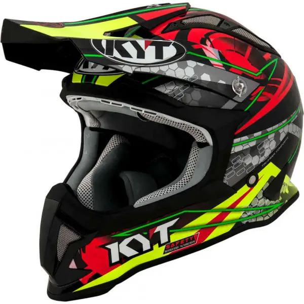 Kyt Strike Eagle Web cross helmet fiber Matt Green Red