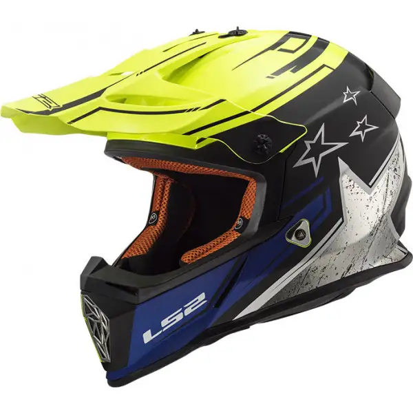 LS2 MX437 FAST CORE MATT BLACK HI VIS YELLOW cross helmet