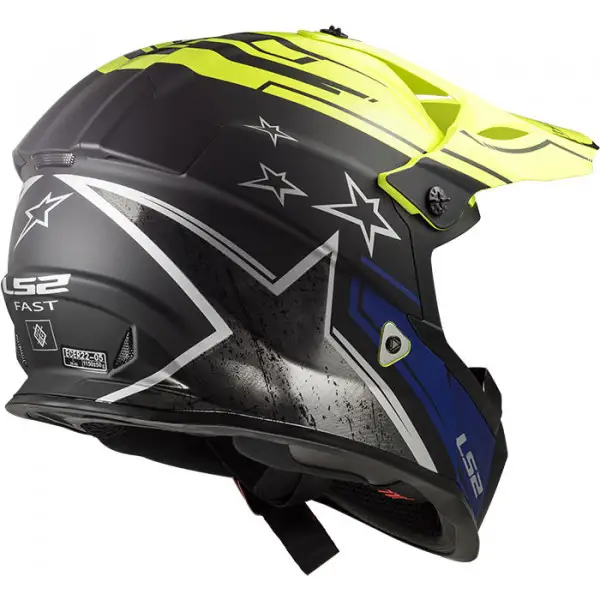 LS2 MX437 FAST CORE MATT BLACK HI VIS YELLOW cross helmet