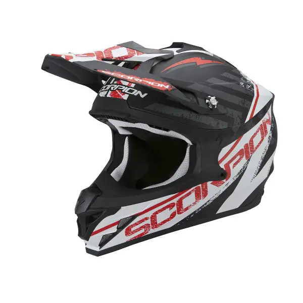 Casco cross Scorpion VX 15 EVO Air Gamma Nero opaco Bianco Rosso