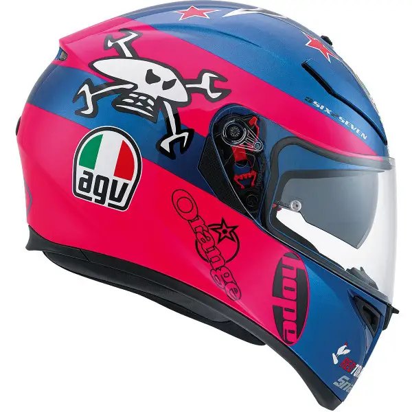 Agv K-3 SV Street Road Replica Guy Martin pink blue Pinlock full face helmet